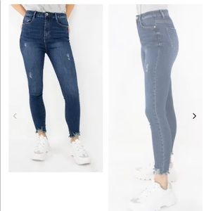 TRACTR BLU ULTRA HIGH RISE DESTRESSED HEM …